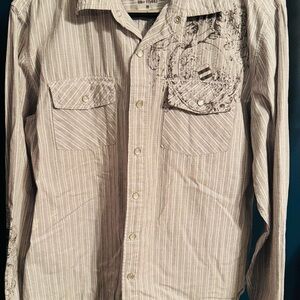 CHALOU Men's Gray Patterned Button-Down Shirt